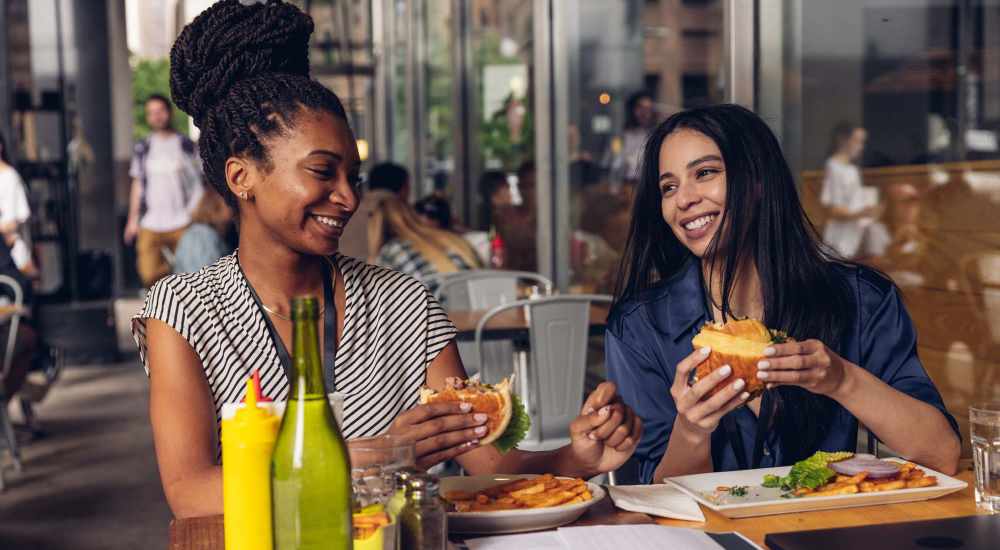 Residents having delicious food at a restaurant near Glen Hazel Apartments in Pittsburgh, Pennsylvania