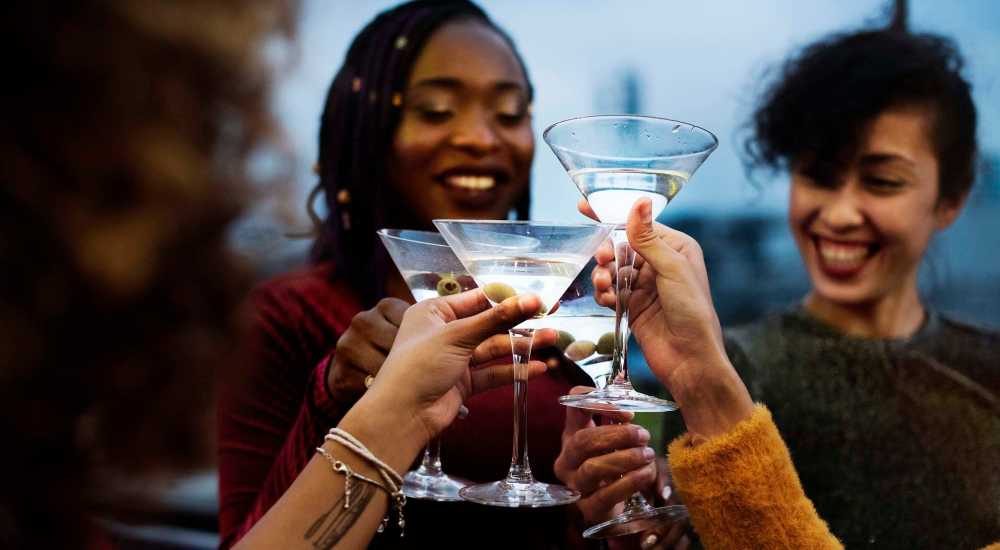 Residents having drinks at a restaurant near Glen Hazel Apartments in Pittsburgh, Pennsylvania 