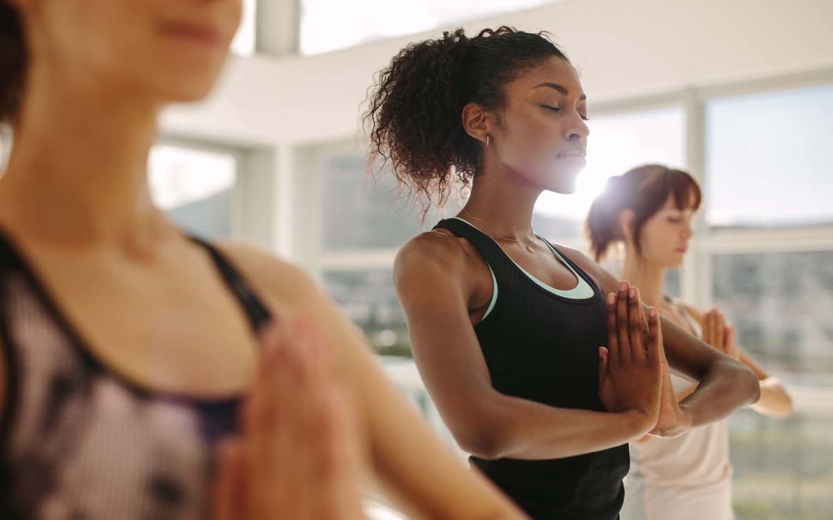 Residents performing yoga at Bernwood Trace in Fort Myers, Florida