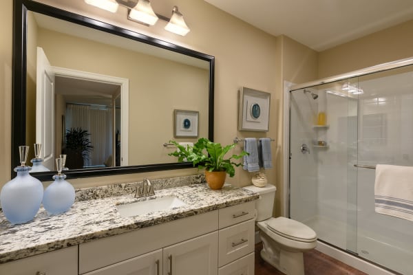 Sleek, modern bathroom at San Bellara in Scottsdale, Arizona