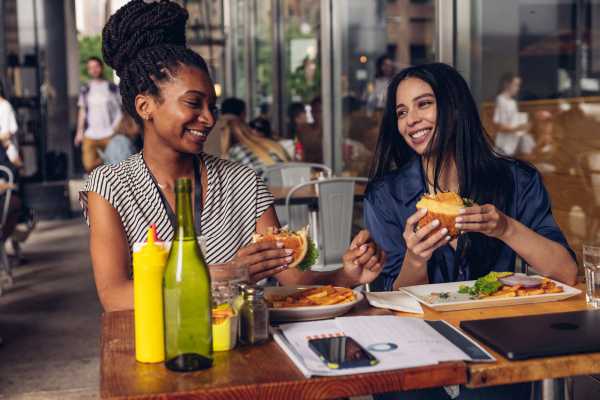 Resident friends having lunch together at a restaurant near Shannon Park in Goose Creek, South Carolina