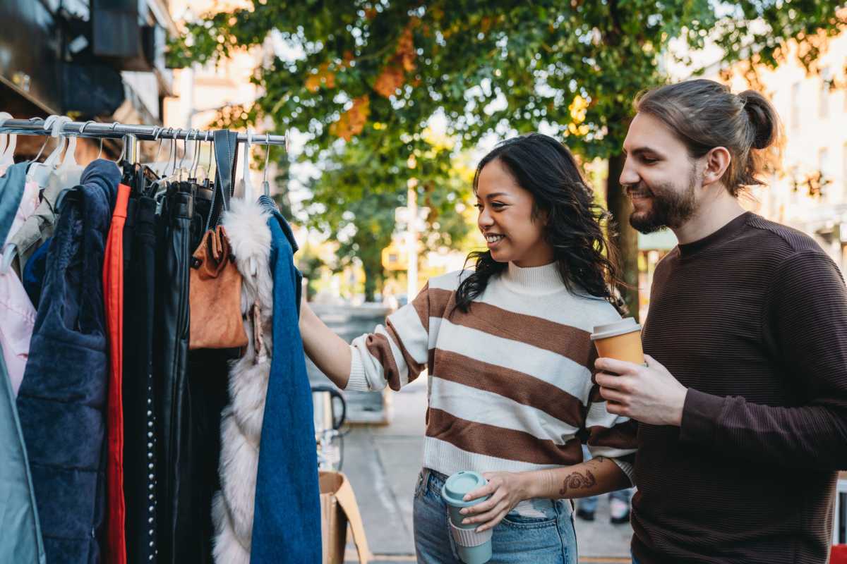  Resident couple out for shopping near Bristol Apartments in Houston, Texas