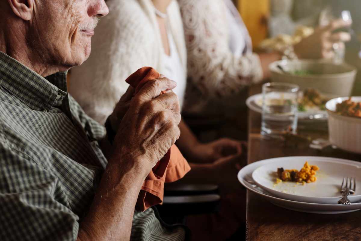 Resident dining at Watermere on Oak Street in Roanoke, Texas