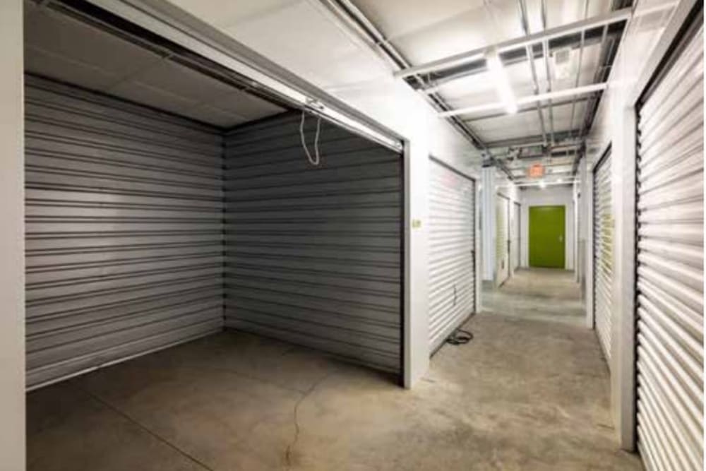 An open indoor unit at BuxBear Storage Springfield Main Street in Springfield, Oregon