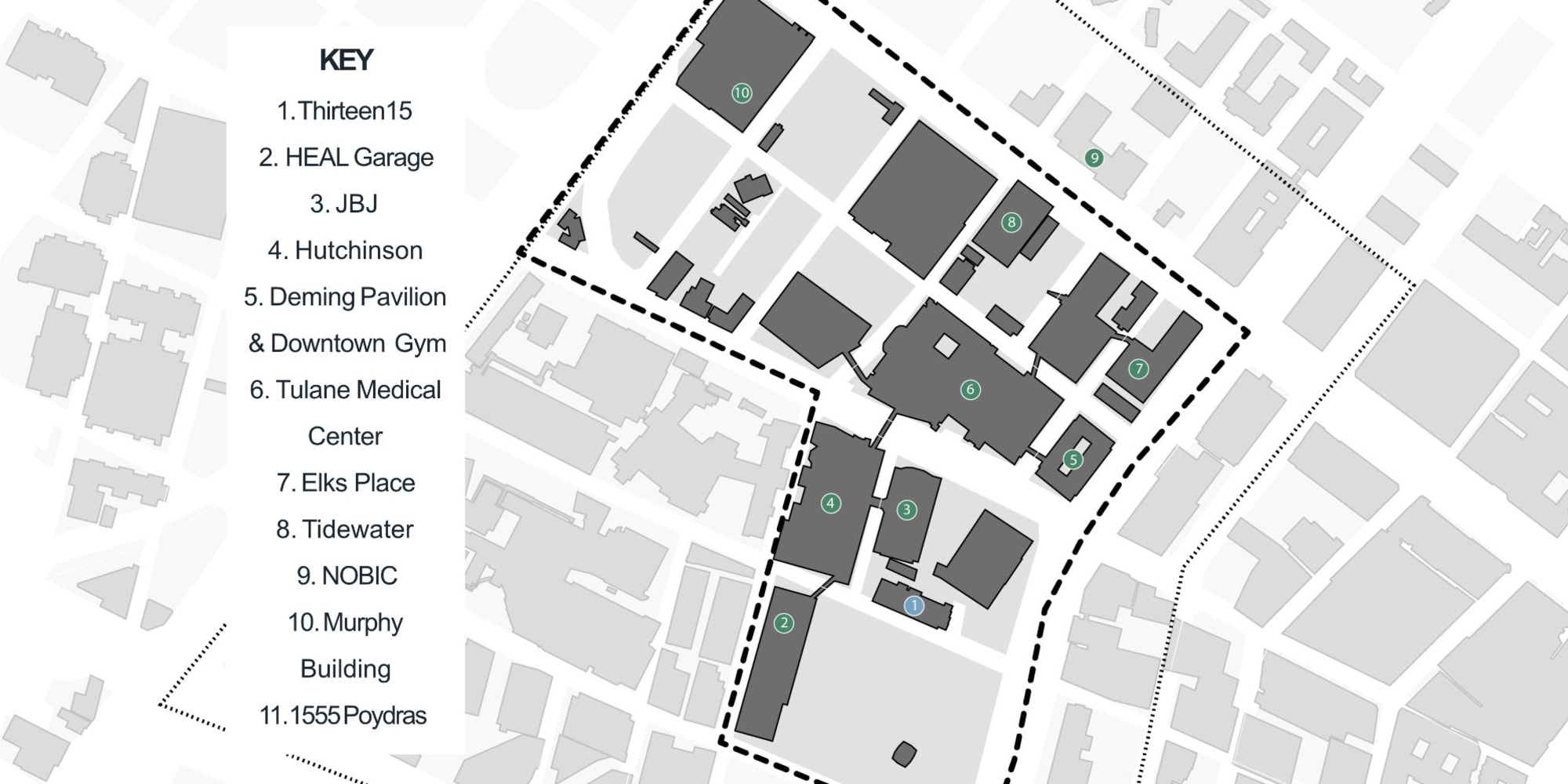 Map of our campus in downtown at Thirteen15 in New Orleans, Louisiana