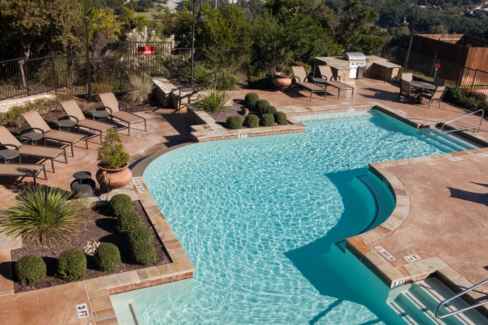 Sparkling pool at West Lake Vistas in Austin, Texas