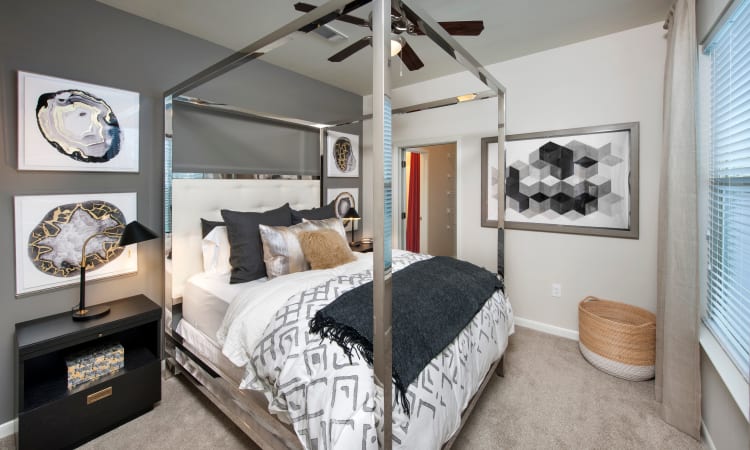 Bright model bedroom at City View Vinings in Atlanta, Georgia