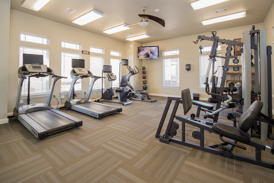 Fitness center for residents at The Park on Westpointe in Yukon, Oklahoma