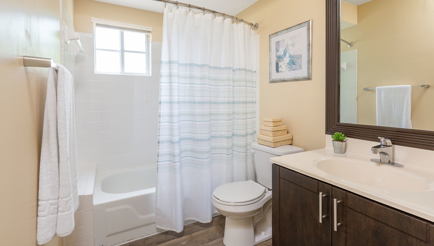 Model bathroom at Club Mira Lago Apartments in Coral Springs, Florida