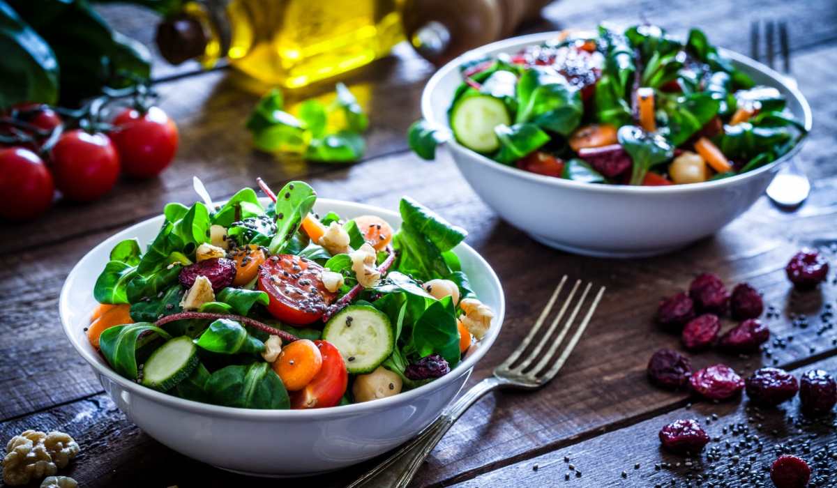 Two bowls of salad with various vegetables at Zacharys Crossing in Washington Court House, Ohio
