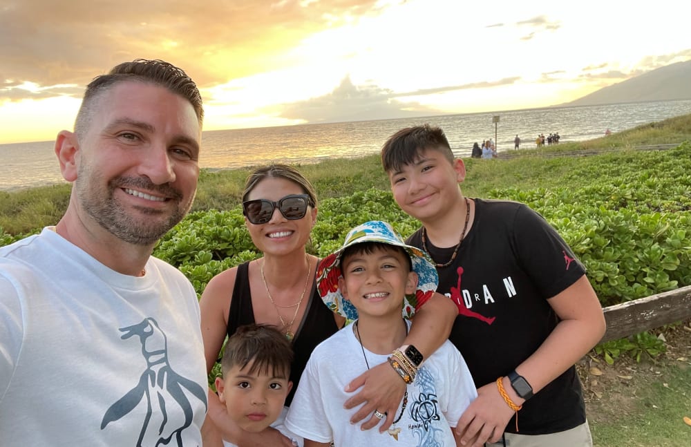 Tim from Touchmark Central Office in Beaverton, Oregon with family in Hawaii
