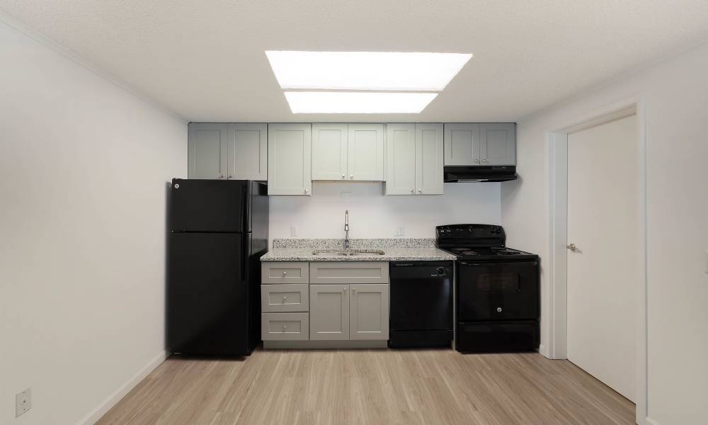 Bright kitchen at The Flats at Lakeshore in Fort Oglethorpe, Georgia