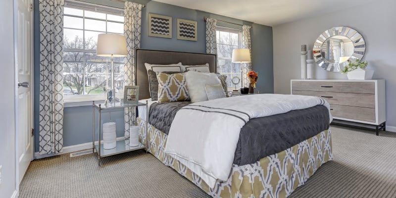 Model bedroom at Olde Forge Townhomes in Nottingham, Maryland