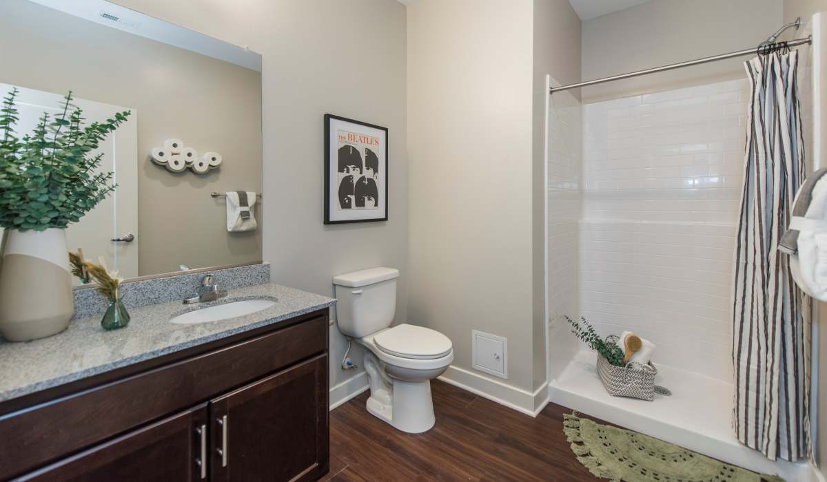 Large guest bath with walk-in shower at Palmer's Creek, Fredericksburg, Virginia