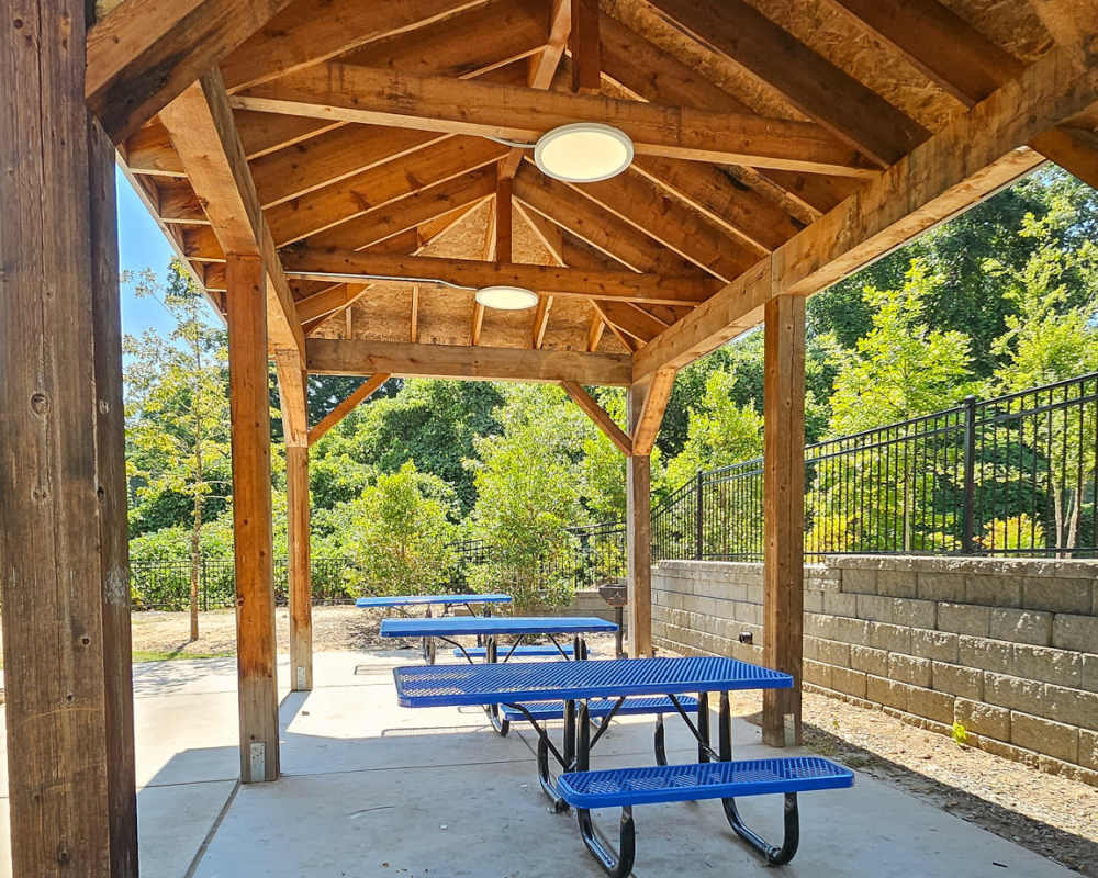 Pavilion picnic area at Parkside in Atlanta, Georgia