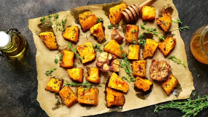 pumpkin on a bake tray