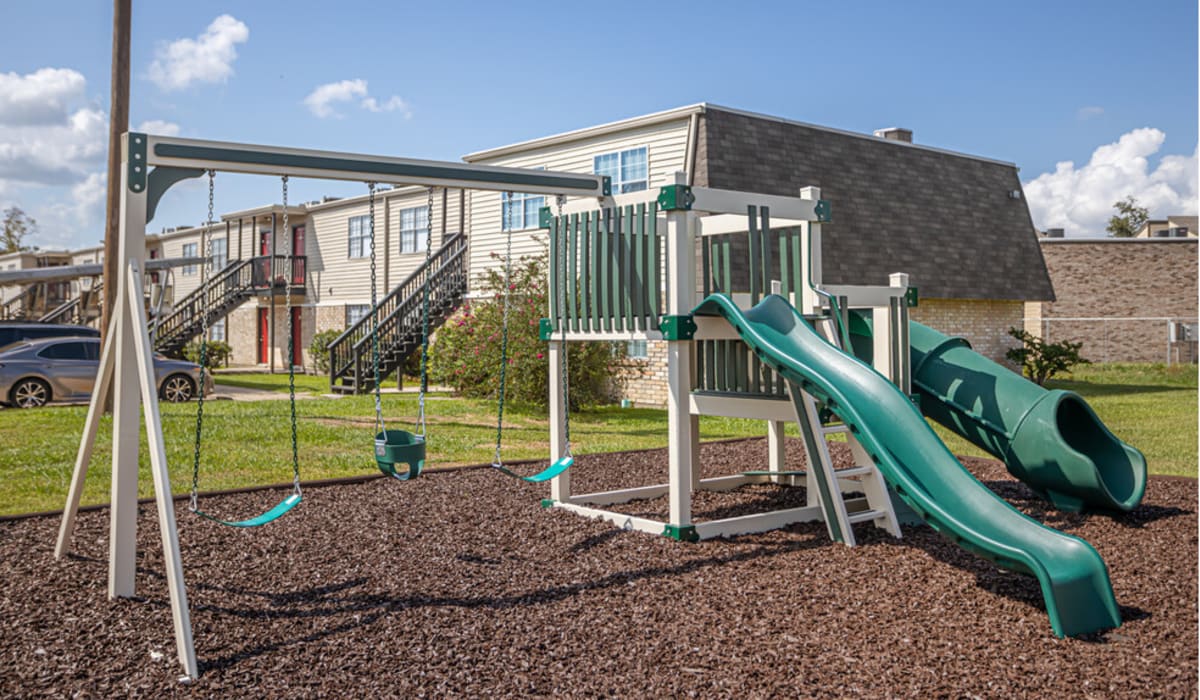 Modern playground at Satsuma Village in Lake Charles, Louisiana