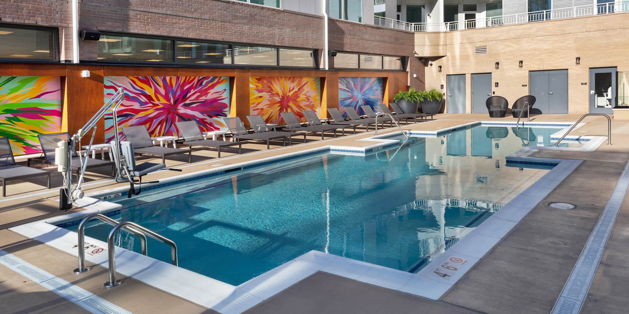 Resort type swimming pool at The Blake in Alexandria, Virginia