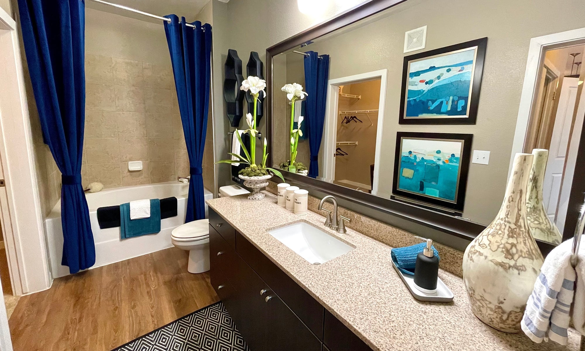 Upscale bathroom at The Abbey at Spring Town Center in Spring, Texas