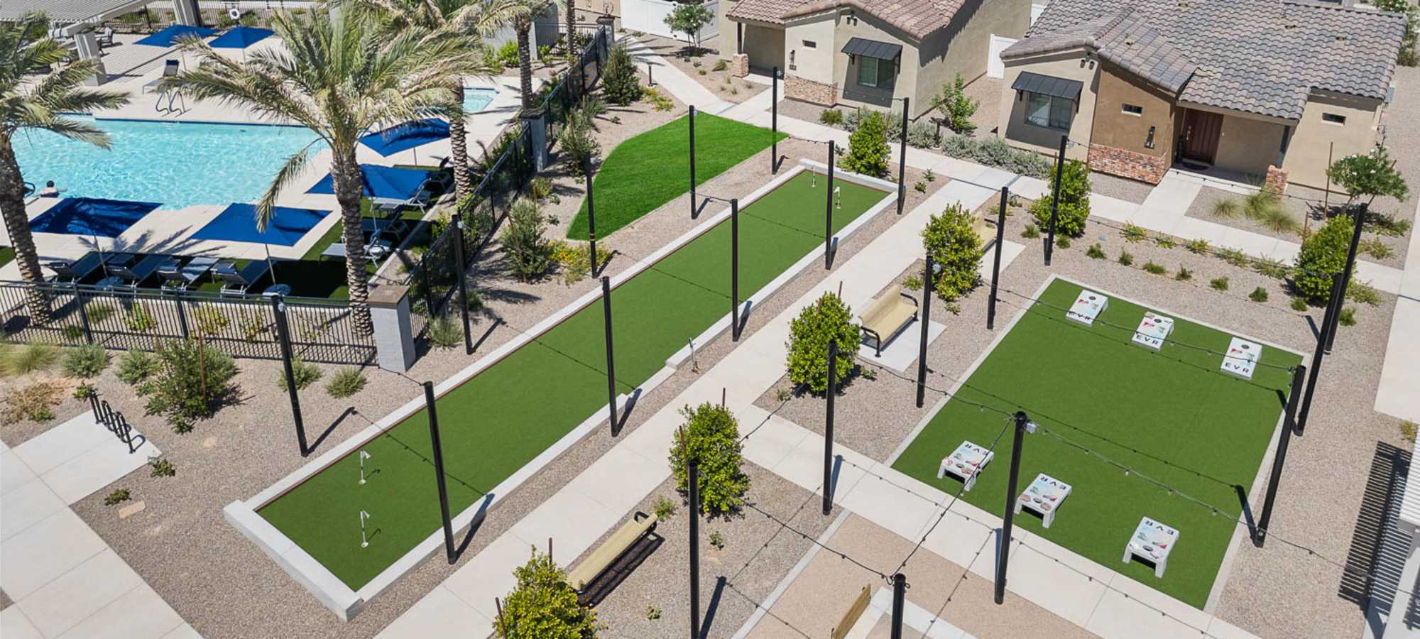 Pool and game area at EVR Porter home in Maricopa, Arizona