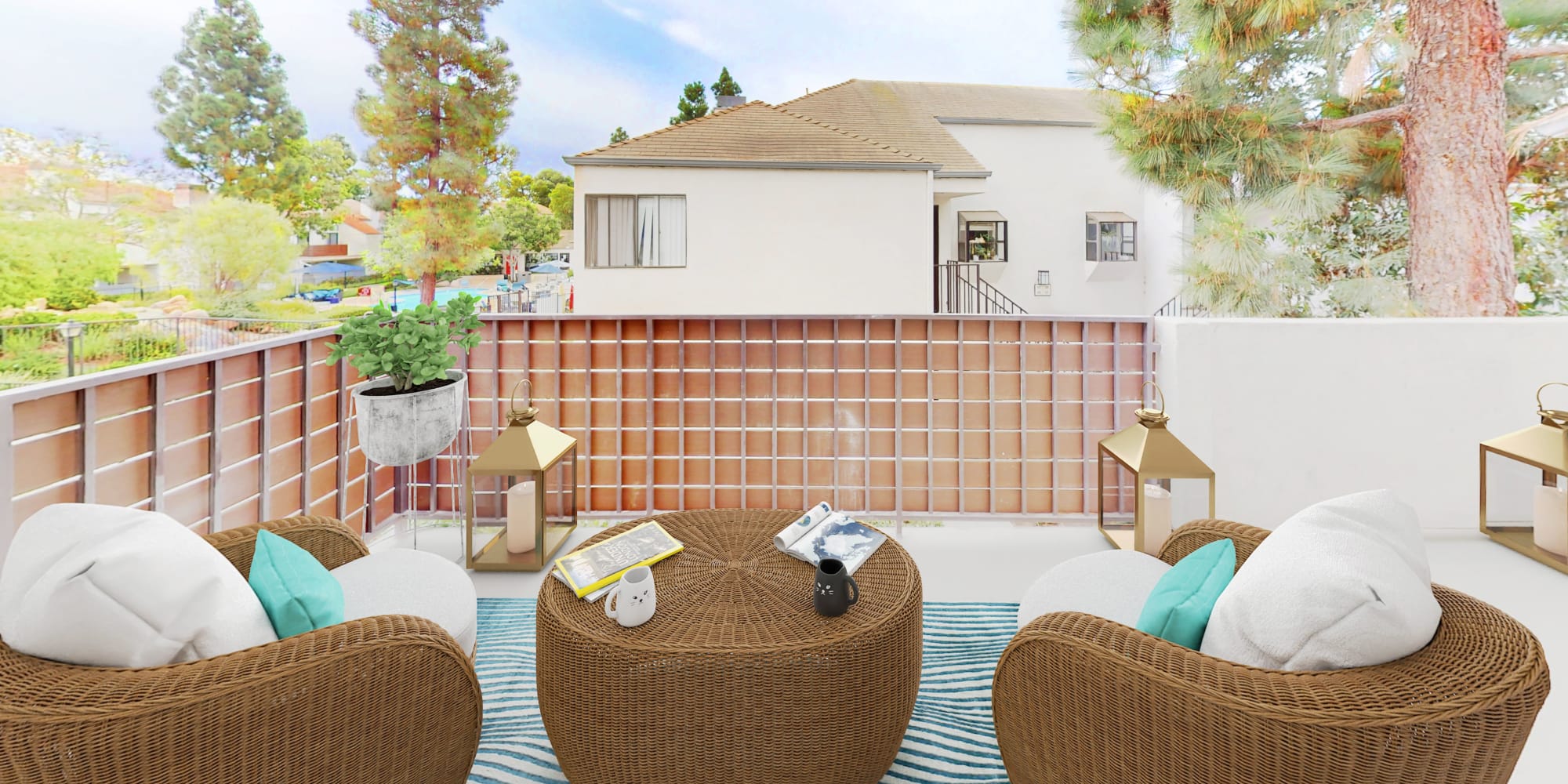 Outdoor balcony with lots of room for patio furniture at Sendero 