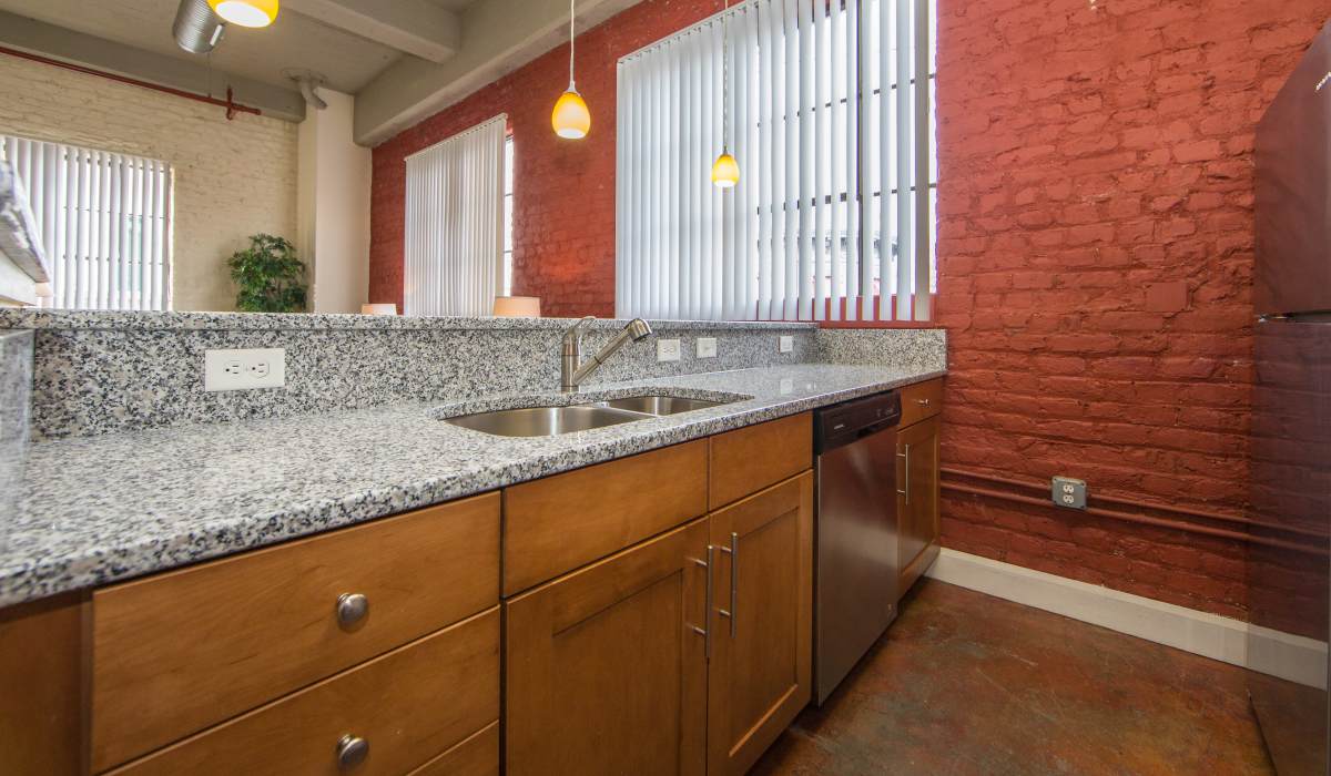 Gray Granite Countertop at District Square Apartments in Richmond, Virginia