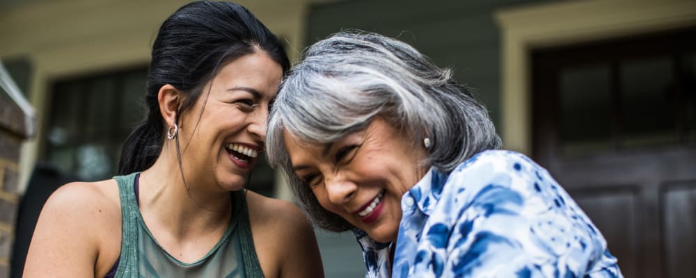 Two women laughing at Bayberry Commons in Springfield, Oregon