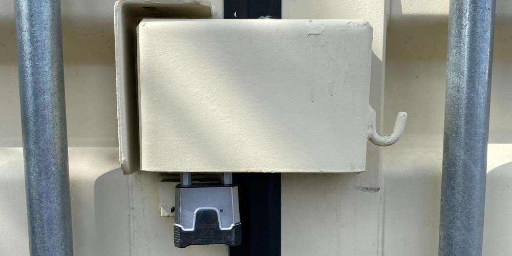 A security lock at Sutherlin Indoor & Outdoor Storage in Sutherlin, Oregon