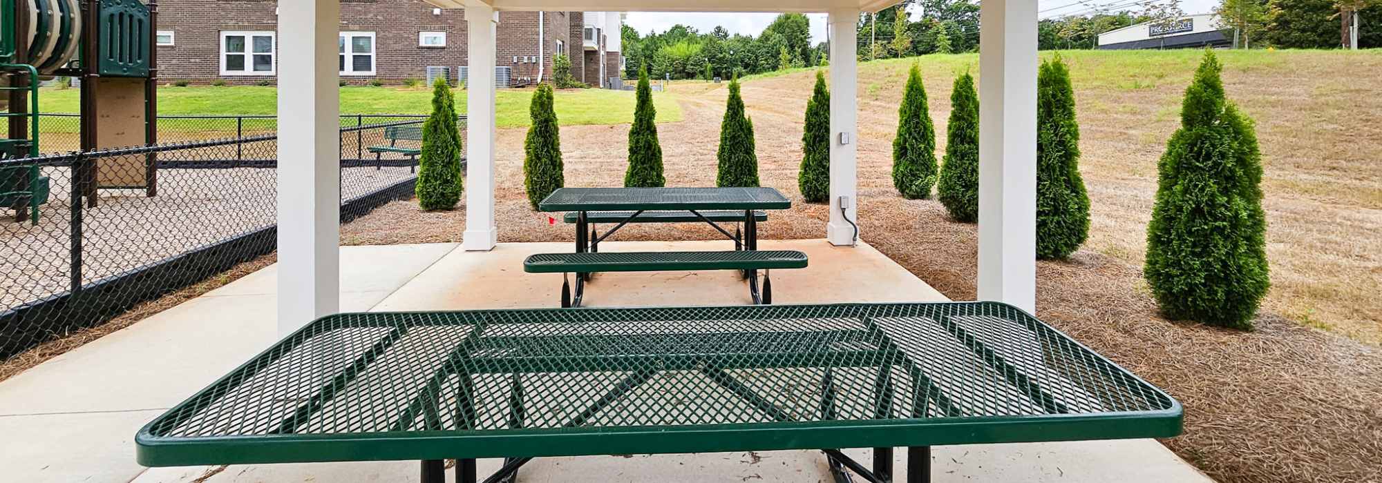 Covered picnic area at Aston Pointe in Anderson, South Carolina
