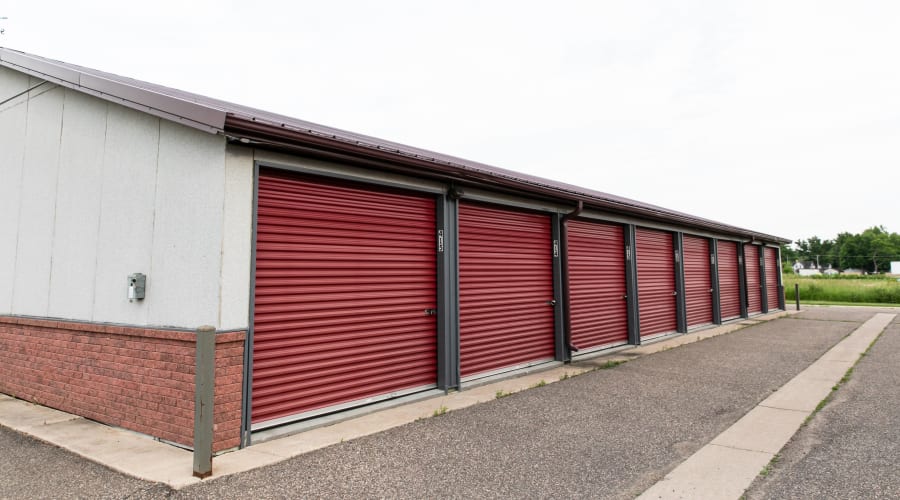 Storage units with red doors at KO Storage of Maple Plain in Maple Plain, Minnesota