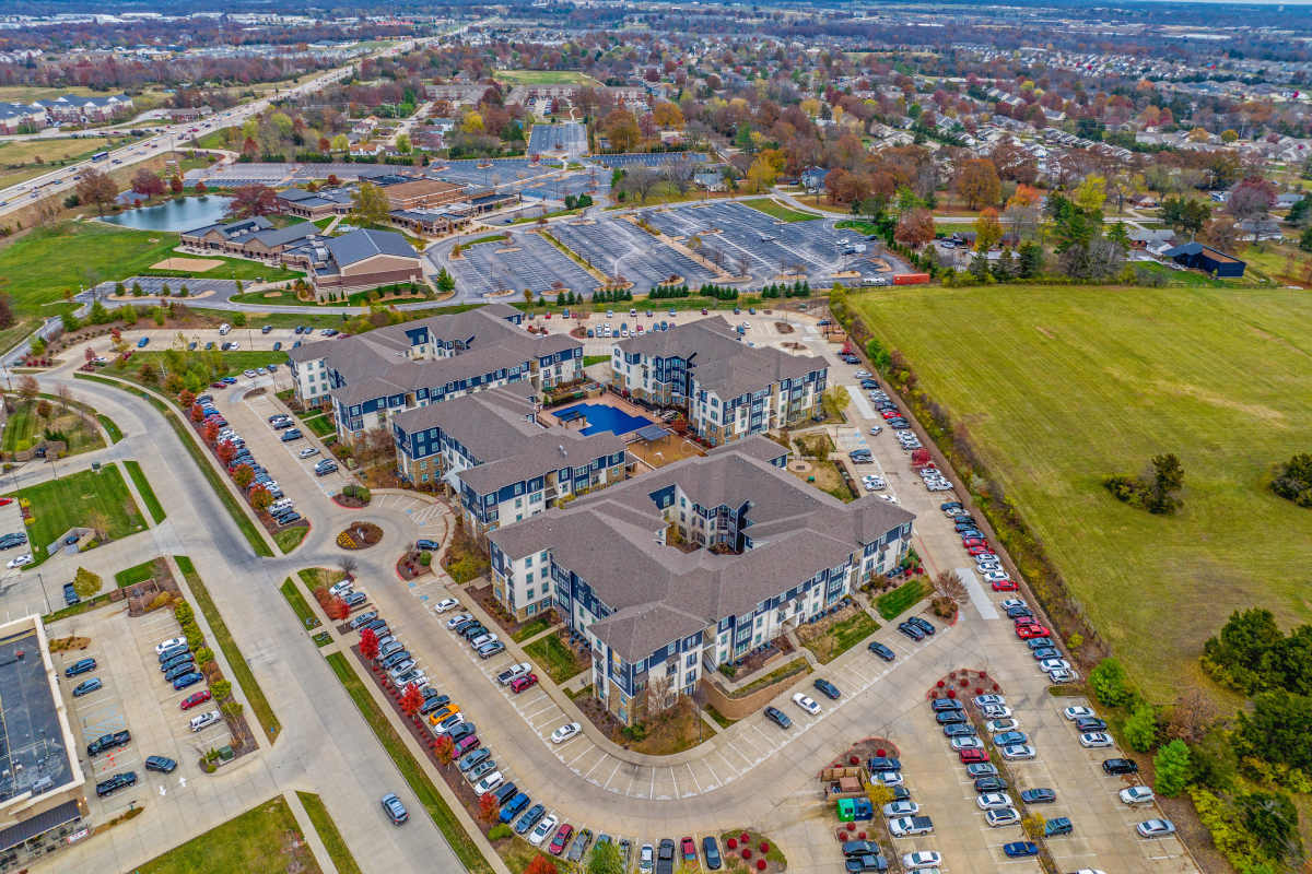 Ariel view of apartment at The Den in Columbia, Missouri