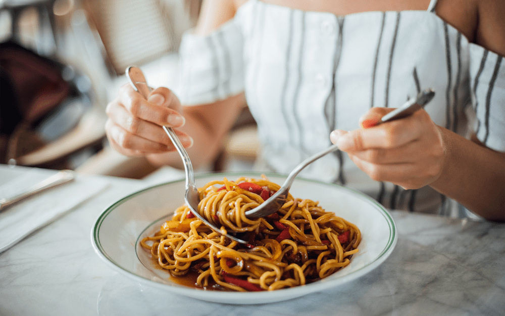 Resident dining at a favorite local Italian restaurant near The Morgan in Bedford, Texas