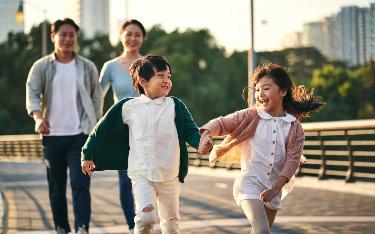 Resident family exploring near Skyline Tower in Fort Wayne, Indiana
