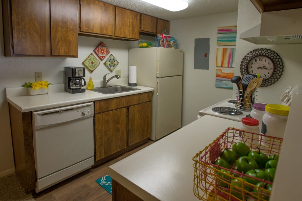 Spacious kitchen at Cimarron Trails Apartments in Norman, Oklahoma
