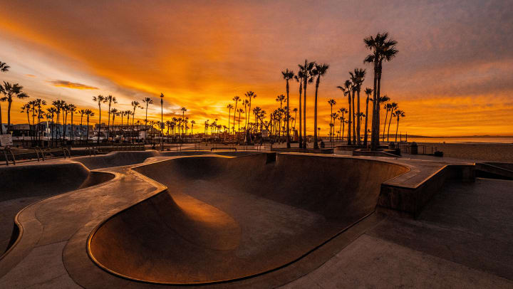 An empty skate park at sunset | parks in Las Cruces