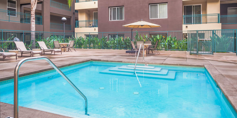 Sparkling pool at The Pointe Apartments in Brea, California