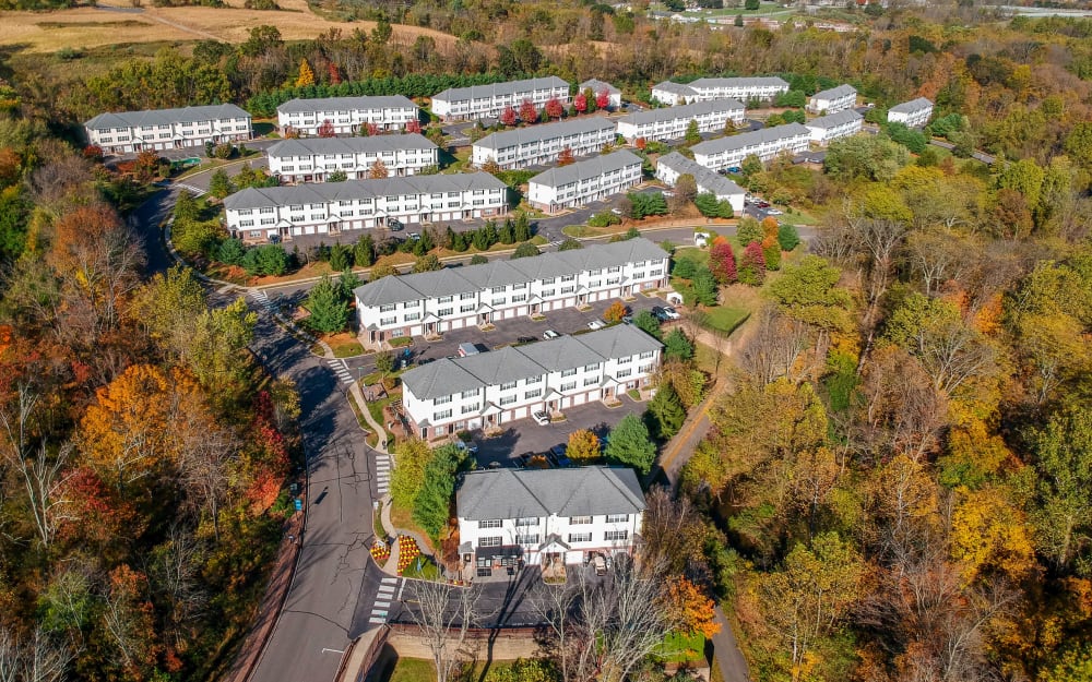 Aerial view of Mews at Annandale Townhomes in Annandale, New Jersey
