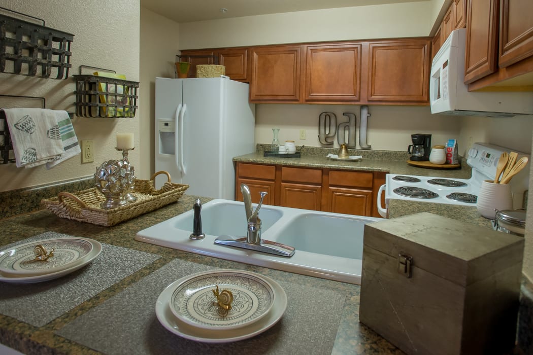 Spacious kitchen at Villas of Waterford Apartments in Wichita, Kansas