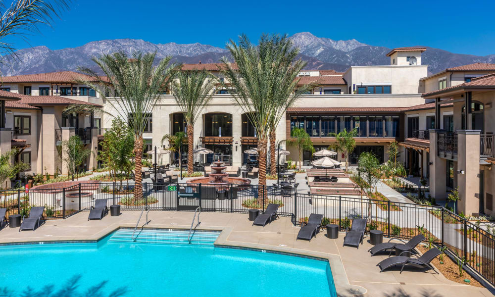 The resident pool at Merrill Gardens at Rancho Cucamonga in Rancho Cucamonga, California. 