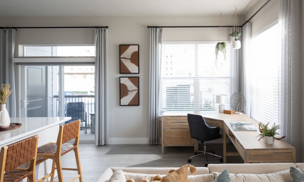 Apartment living room at Bellrock La Frontera in Austin, Texas