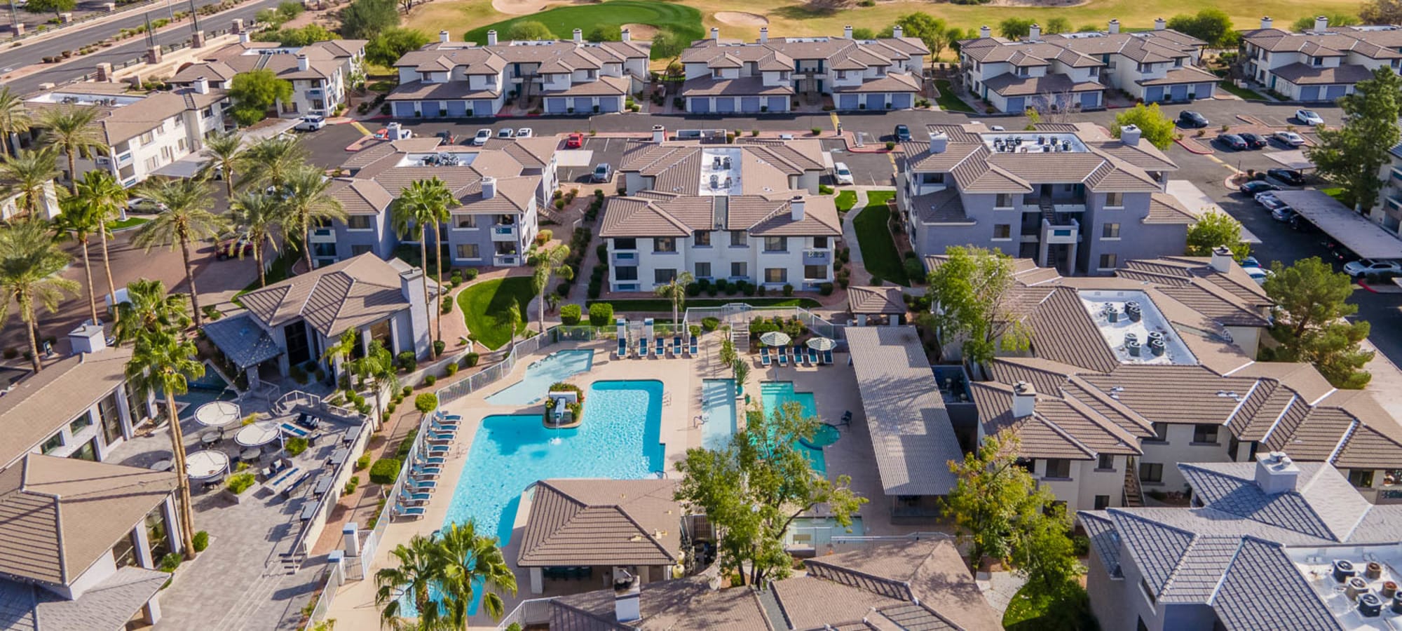 Aerial pool shot at Elite North Scottsdale in Scottsdale, Arizona