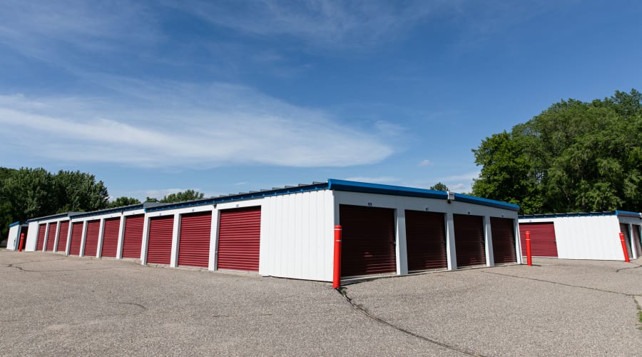 Storage units with red doors and locks at KO Storage of Annandale - Office in Annandale, Minnesota