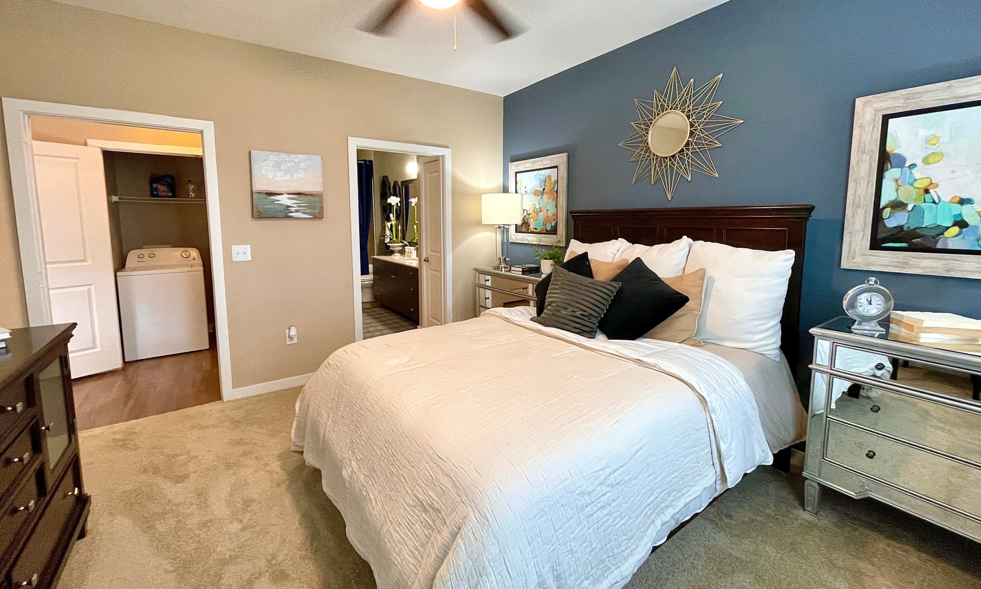Spacious bedroom at The Abbey at Spring Town Center in Spring, Texas