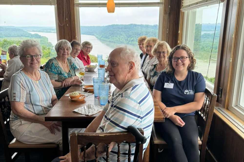 Senior having coffee together at Legacy Living Lexington in Lexington, Kentucky