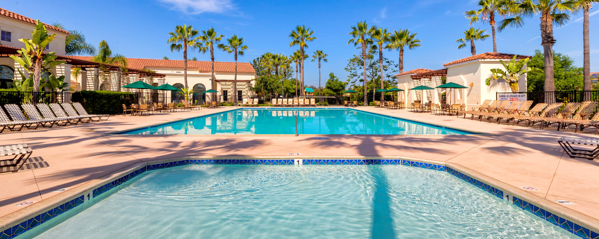 A swimming pool at The Village at Serra Mesa in San Diego, California
