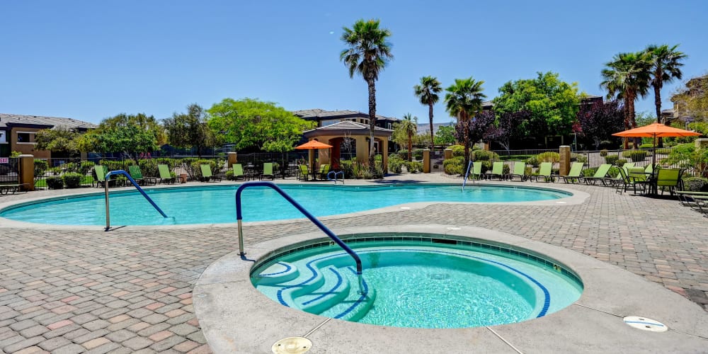 Sparkling pool and spa at Morningstar Apartments in Las Vegas, Nevada