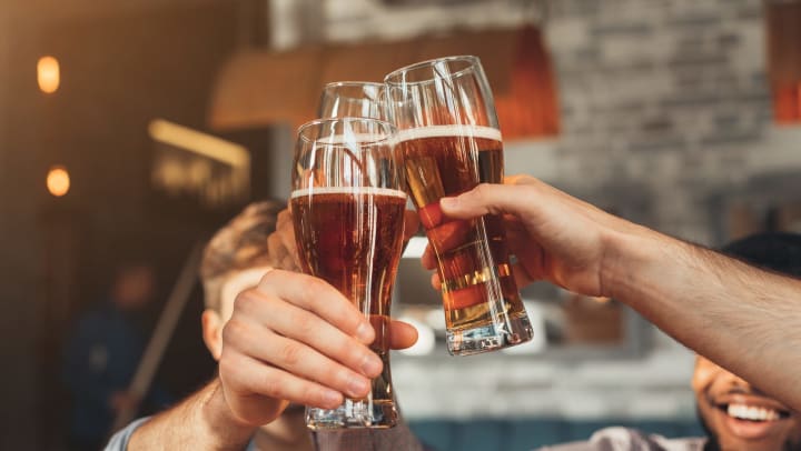 Cheers with friends near Vistara at SanTan Village in Gilbert, Arizona