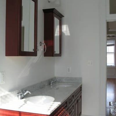 Cabinet storag in bathroom at Wood Road in Annapolis, Maryland