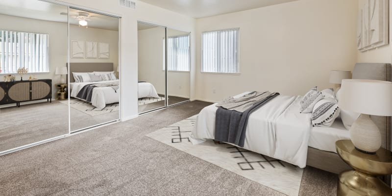 A cozy bedroom at Bard Estates in Port Hueneme, California