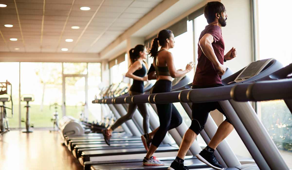 Residents running on the thread mill in the gym at The Kensington in Charlotte, North Carolina